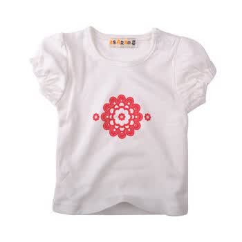 8号熊 2012夏季有机棉女童婴儿短袖T恤上衣2011310 米白 80(9至12个月)