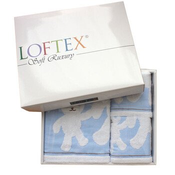 亚光LOFTEX幸福雪兔纯棉毛巾浴巾面浴礼品装（1浴2面） 蓝色 套巾