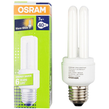 OSRAM 欧司朗 T4标准型节能灯（7W、E27）*2支