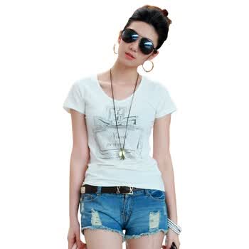 cherrykeke 2012夏装新款韩版修身打底衫短袖t恤 女装 SZ3033白色 L