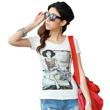 cherrykeke 2012夏装新款韩版修身打底衫短袖t恤 女装 SZ3067白色 L