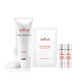 Dr.cell 细胞博士 柔和洁面泡泡80g+美白营养祛斑晶粉3g*2+晶莹亮白营养面膜3片装