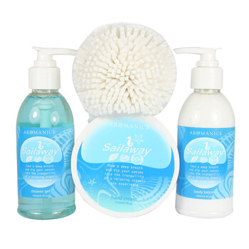 乐蔓SPA海蓝水感洁净柔肤套装（沐浴露160ml+身体乳160ml+护手霜110ml+沐浴球）