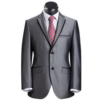 HSEEN韩臣 新郎结婚礼服 男士韩版修身西服套装 银色西装 HS6356 银灰色 44Y版 165/84Y