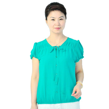 菲蒙索尔2012中老年女装夏装新款衬衫短袖中年妈妈装宽松气质T恤44861 绿色 3XL/185