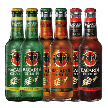 百加得绝+朗姆预调酒3种口味(6瓶装) 275ml*6