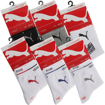 PUMA 彪马 精梳棉时尚运动休闲袜子 6双装 男款组合 25-27cm