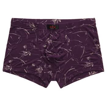 莱斯玛特 LESMART 2012新款男士内裤花纹印花莫代尔大码弹力平角内裤 MU1207 紫红色 XXXL