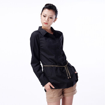 evei怡惟2012秋装新款职业装长袖纯棉衬衫女士衬衫250021 白色 L