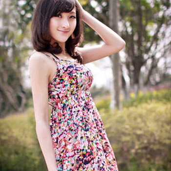 菲桐梵裳 夏季新款打底中长款碎花性感吊带连衣裙LY12510 红色 均码