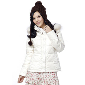 雅鹿 女士简单时尚明星款亮面短款羽绒服^@^ YBC2030 白色 175/XXL