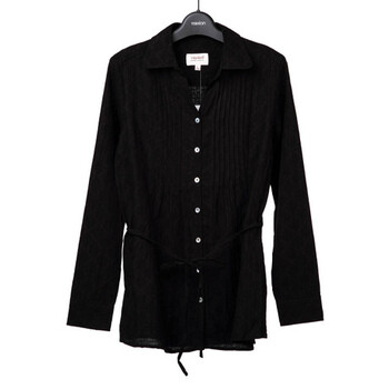 以纯 女装中长款长袖衬衫10424115 黑色 M