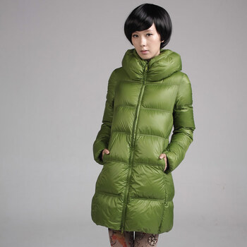 播静若水二韩版修身羽绒服长款轻盈加厚BDE4RB5559 L30/叶绿色 L