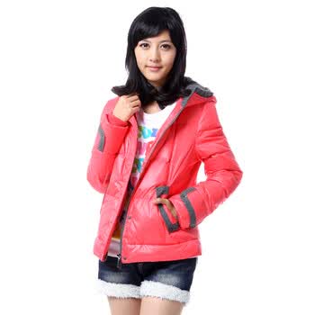 雅鹿 女 糖果色拼呢时尚短款90绒羽绒服 ^@^LD20030 红色 175/XXL