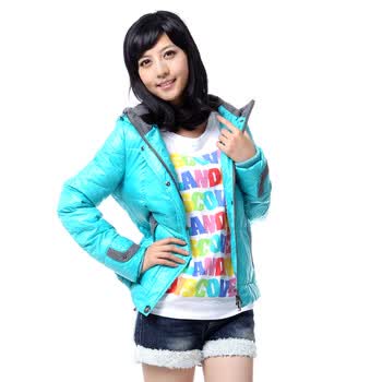 雅鹿 女 糖果色拼呢时尚短款90绒羽绒服 ^@^LD20030 绿色 175/XXL