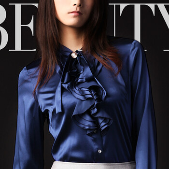 舒朗 SHOWLONG 2012春款女装 职业桑蚕丝衬衫 S2111C02 蓝色 XL