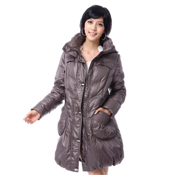 雅鹿 女 特殊工艺口袋修身中长款90%羽绒服 ^@^LD25110 胡桃色 175/XXL