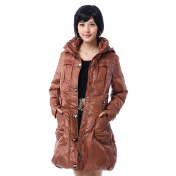 雅鹿 女 特殊工艺口袋修身中长款90%羽绒服 ^@^LD25110 浅砖红 175/XXL