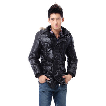 雅鹿·自由自在男时尚修身中长款羽绒服^@^F108100 咖啡 185/100A(XL)