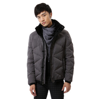 新品 蓝冰 男 菱形车线仿呢短款 羽绒服 ^@^BB52090 暖灰 185/100A(XL)