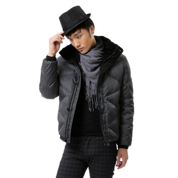 新品 蓝冰 男 菱形车线仿呢短款 羽绒服 ^@^BB52090 冷灰 185/100A(XL)