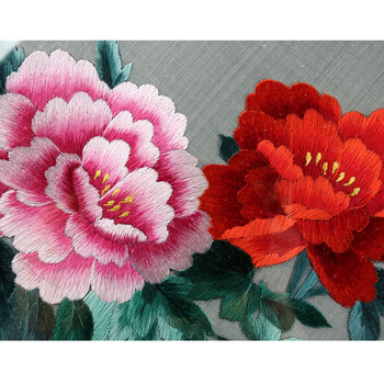 
                                        雪狼 湘绣 双面绣 摆件 装饰画 木框 手工 刺绣 牡丹 客厅装饰画 礼盒 20                