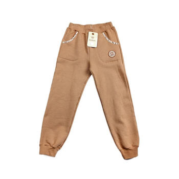 绿典彩棉GrettonLOGO缩口裤有机天然彩棉童装宝宝裤A2JTP056 棕色 160