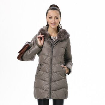 波司登羽绒服 女 简约修身兔毛领时尚款 BR2310 1175(闪光灰) 180/100A(XXL)
