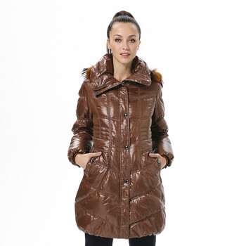 波司登羽绒服 女亮面修身翻领款 BR2114 559(焦茶棕) 190/108A(XXXXL)
