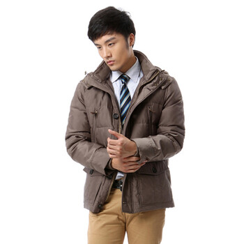 蓝冰 男 商务休闲面包款一袖长羽绒服 ^@^BB55080 褐色 190/4L