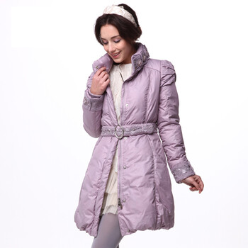 年中大促 爱美斯立领中长款修身淑女清仓羽绒服正品 亮紫 (XL)170/92A