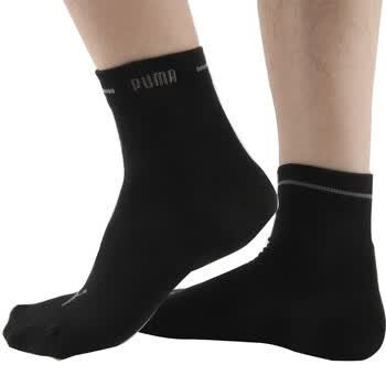 【全场满200减60，先领券，后下单】PUMA 彪马 男士绣花商务休闲 短袜子P1151003 黑色-铁灰 25-27cm