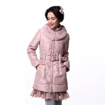 年中大促 爱美斯中长款正品羽绒服新款特价女装獭兔毛领A115112 粉红色 (XXL)175/96A