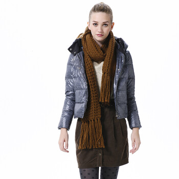 波司登羽绒服女棉帽亮珠装饰款 BR2216 1129/1132(莲灰/字母蓝) 170/92A(L)