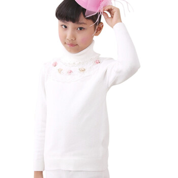 小风车韩版<em>纯棉</em>百搭长款<em>高领</em>女童秋冬<em>打底毛衣</em>