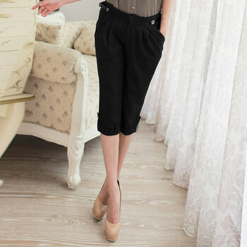 纳纹2012夏装新品女装韩版显瘦修身七分哈伦裤035002B 黑色 XL