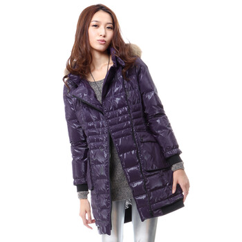 雅鹿.自由自在 女 宽腰带面包款中长 羽绒服 ^@^F119320 紫色 175/XXL