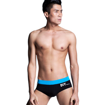 Hb2012新款正品 男士纯棉性感吸汗三角内裤男款三角裤全棉男裤 黑色 浅蓝边 L