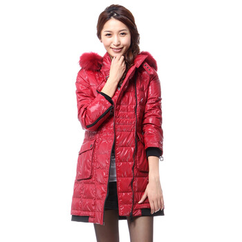 雅鹿.自由自在 女 宽腰带面包款中长 羽绒服 ^@^F119320 红色 175/XXL