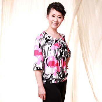 妍昆 妈妈装夏装 条纹中老年女装夏装 老年人女装短袖T恤 粉色 4XL