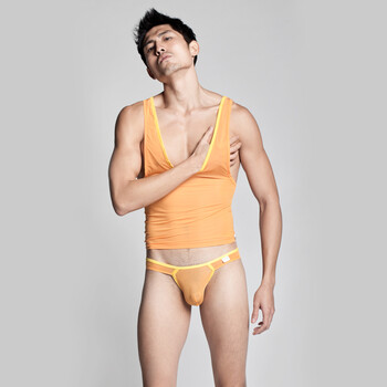 2012Hb新品 男士百搭V领性感橙色背心 紧身透气打底背心 橙色 XL