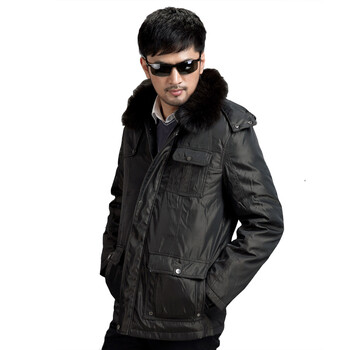 大羽 男装新款羽绒服 中长款毛领羽绒外套 纯色男装8806 咖绿 190/108B