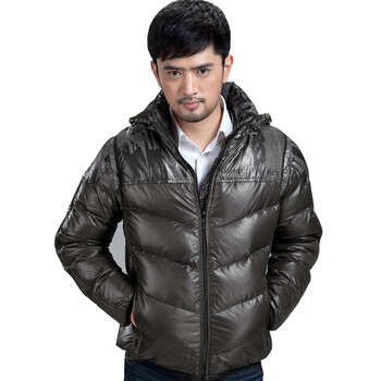 大羽 2012新款 时尚羽绒服 男士短款夹克 9211咖啡灰印 灰咖/灰印 190/108B