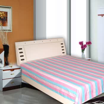 娜依天 家纺纯棉色织粗布 双人床单 粉蓝红 200cmx230cm