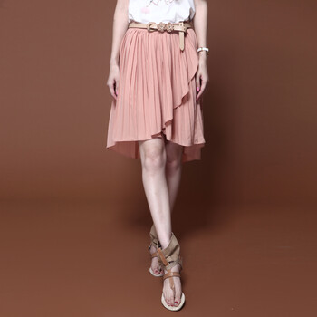 浪漫一身 2012新款夏季女装韩版纯色半身短裙 气质百褶裙 女装W8221749 红色 L