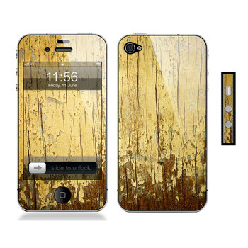 SkinAT iPhone4/4s全套机身贴膜 外壳贴纸 黄色木纹 iphone 4