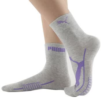 【全场满200减60，先领券，后下单】PUMA 彪马 精梳棉 女士提花休闲 短袜子 P1161021 浅花灰-大丽花紫 23-2