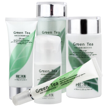 同仁草集 绿茶冰泉超值无暇5件套 水125ml+乳95ml+原液40ml+眼霜20g+洁面100g