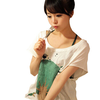 斯通亨奇2012夏款新品 韩版休闲宽松长款显瘦T恤加大码女装 送小吊带背心 白色 XXL