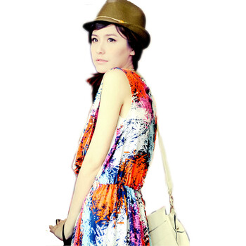 CUTIEPIGIE 2012夏季新款女装假两件系带收腰显瘦连衣裙LQ1615# 红色 均码